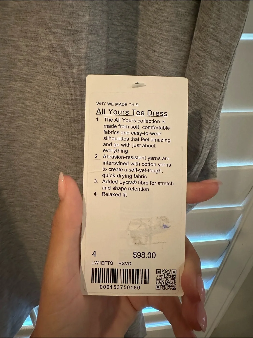 lululemon athletica Light Gray Short Sleeve T-Shirt Mini Dress